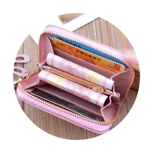 Vegan Leather Pink Cream & Black Coin Purse Wallet - Picture 9 of 12